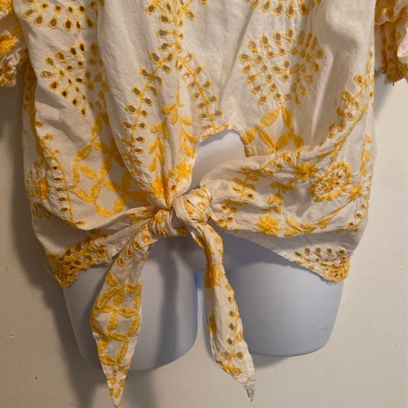 California Moon Rise Tie Front Crochet Blouse - Picture 2 of 9